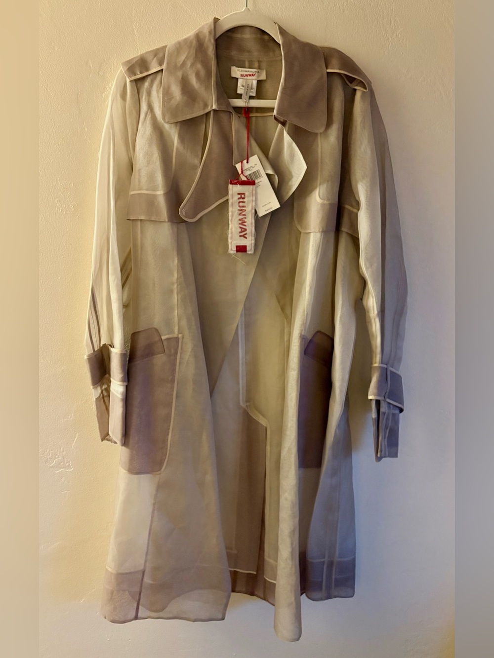BCBGMaxAzria Runway NWT 2008 Vintage Trench Coat 100% Silk Sheer Size L